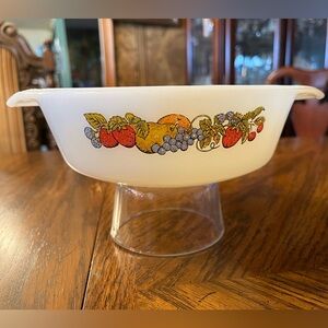Anchor Hocking White Mixing Bowl with Fruit Design